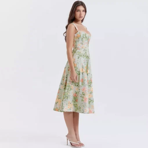 High Split Print A-line Dress Women - Image 5