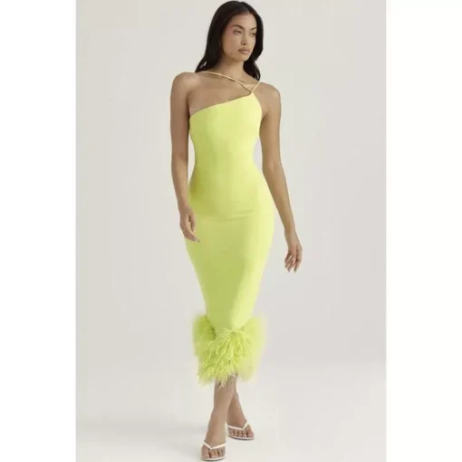 Elegant Feather Midi Dress - Image 4