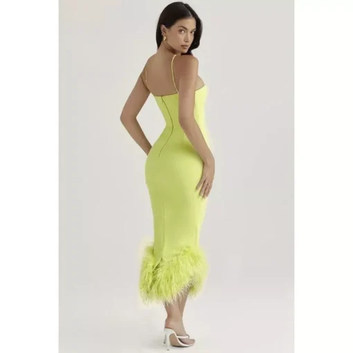 Elegant Feather Midi Dress - Image 5
