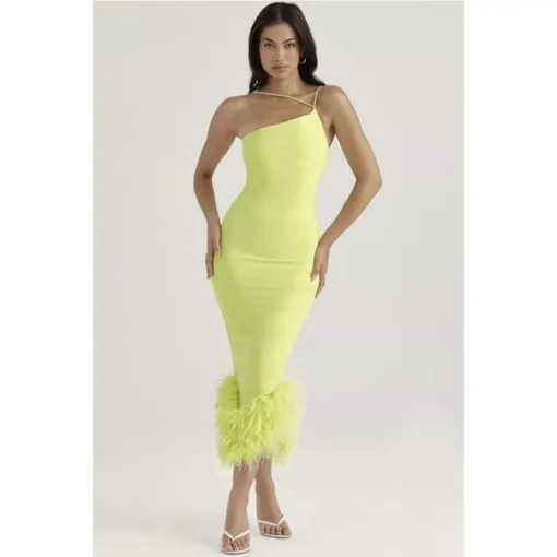Elegant Feather Midi Dress - Image 3