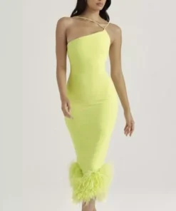 Elegant Feather Midi Dress