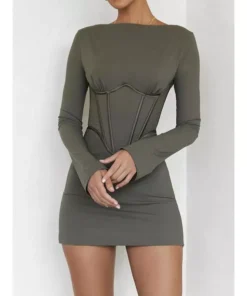 Full Sleeve Backless Mini Dress