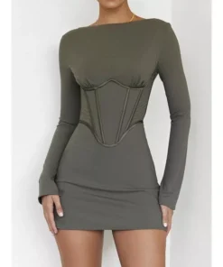 Full Sleeve Backless Mini Dress