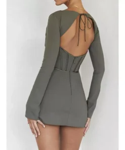 Full Sleeve Backless Mini Dress