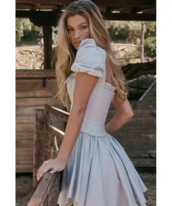 Elegant Puff Sleeve Square Collar Mini Dress