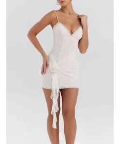 Summer Elegance White Lace Mini Dress