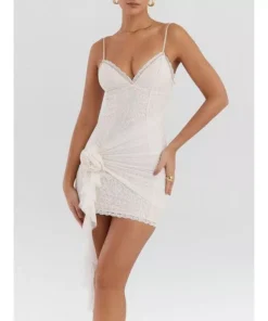 Summer Elegance White Lace Mini Dress