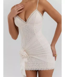Summer Elegance White Lace Mini Dress