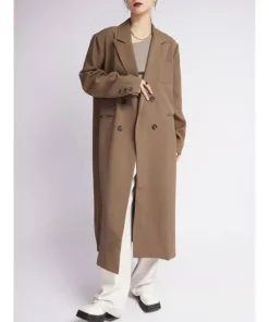 Double Breasted Coffee Trench Coat for Women