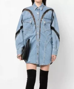 Fashionable Women’s Summer Lace-Detailed Denim Jacket