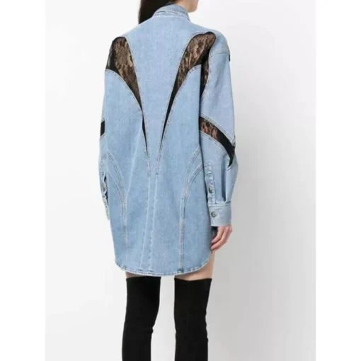 Fashionable Women’s Summer Lace-Detailed Denim Jacket