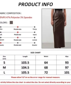 Elegant Ankle-Length Faux Leather Skirt for Women