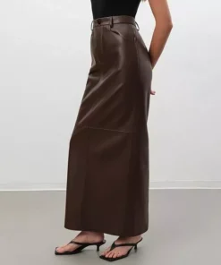Elegant Ankle-Length Faux Leather Skirt for Women