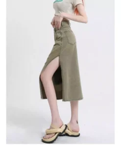Stylish Vintage High-Waist Denim A-Line Skirt