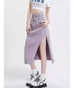 Stylish Vintage High-Waist Denim A-Line Skirt