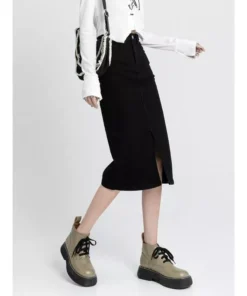 Classic High Waist Denim Pencil Skirt
