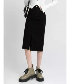 Classic High Waist Denim Pencil Skirt
