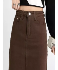 Classic High Waist Denim Pencil Skirt