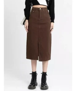 Classic High Waist Denim Pencil Skirt