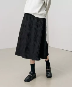 High-Waist A-Line Pleated Midi Skirt for Women