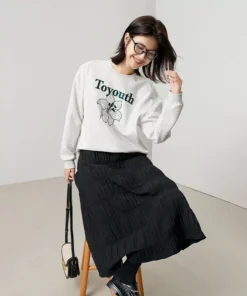 High-Waist A-Line Pleated Midi Skirt for Women