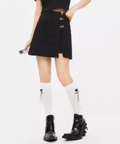 Short A-Line Skirt with Chinese Style Buttons