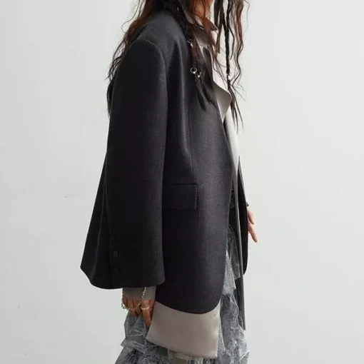 Women’s Blazer with Contrast Color Scarf Collar