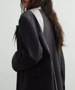 Women’s Blazer with Contrast Color Scarf Collar
