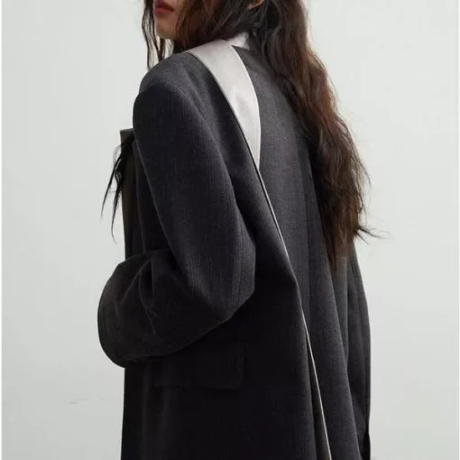 Women’s Blazer with Contrast Color Scarf Collar