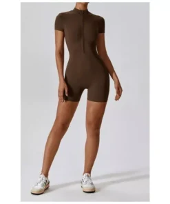 Summer Zipper Short Sleeve Yoga Bodysuit