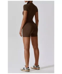 Summer Zipper Short Sleeve Yoga Bodysuit