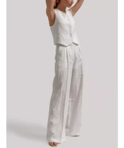 Chic Cotton Linen Summer Vest & Pants Set for Women