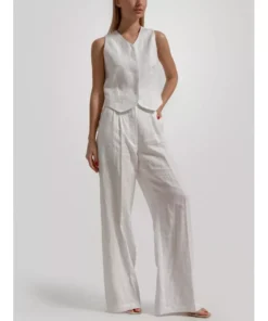 Chic Cotton Linen Summer Vest & Pants Set for Women
