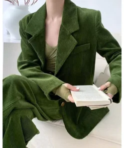 Vintage 2-Piece Wide-Leg Pants Suit with Single-Breasted Blazer