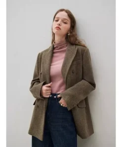 Elegant Wool Blazer Skirt Set for Women