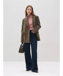 Elegant Wool Blazer Skirt Set for Women