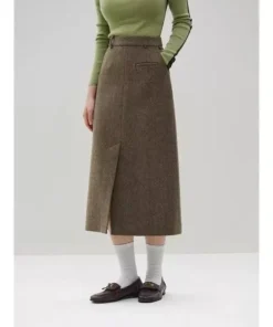 Elegant Wool Blazer Skirt Set for Women