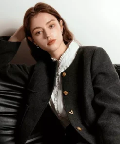 Korean Style Woolen Coat + Skirt Set for Stylish Women