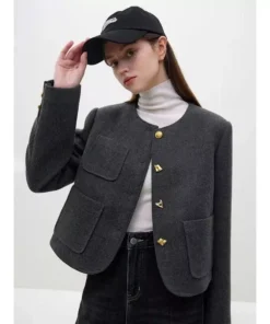 Korean Style Woolen Coat + Skirt Set for Stylish Women