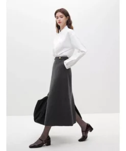 Korean Style Woolen Coat + Skirt Set for Stylish Women