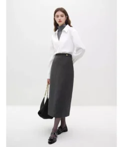 Korean Style Woolen Coat + Skirt Set for Stylish Women
