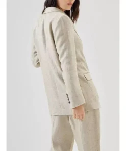 Elegant Cotton Linen Women’s Blazer and Pants Set
