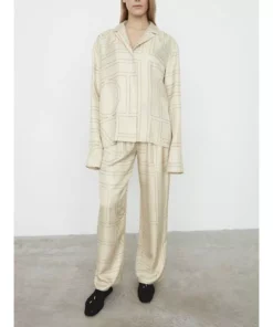 Women’s Chic Geometric Print Pajama-Style Shirt and Trousers/Shorts Set