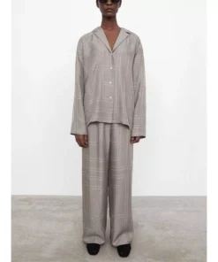 Women’s Chic Geometric Print Pajama-Style Shirt and Trousers/Shorts Set
