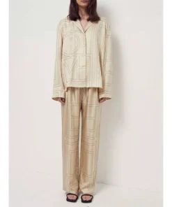 Women’s Chic Geometric Print Pajama-Style Shirt and Trousers/Shorts Set