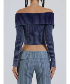 Chic Knitted One-Shoulder Midriff Cardigan