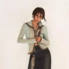 Women’s Slim Fit Knitted Cardigan with Two-Way Zipper and Flash Stripes