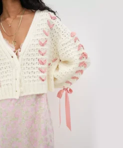 Contrast V-Neck Tie Cardigan