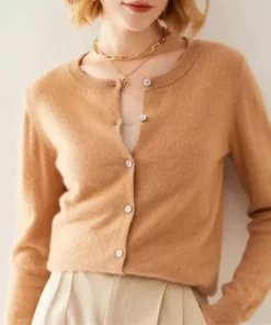 100% Wool Single Breasted Cardigan for Women