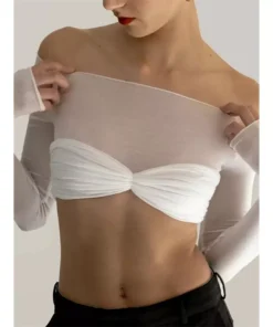 Sexy Off-Shoulder Mesh Crop Top